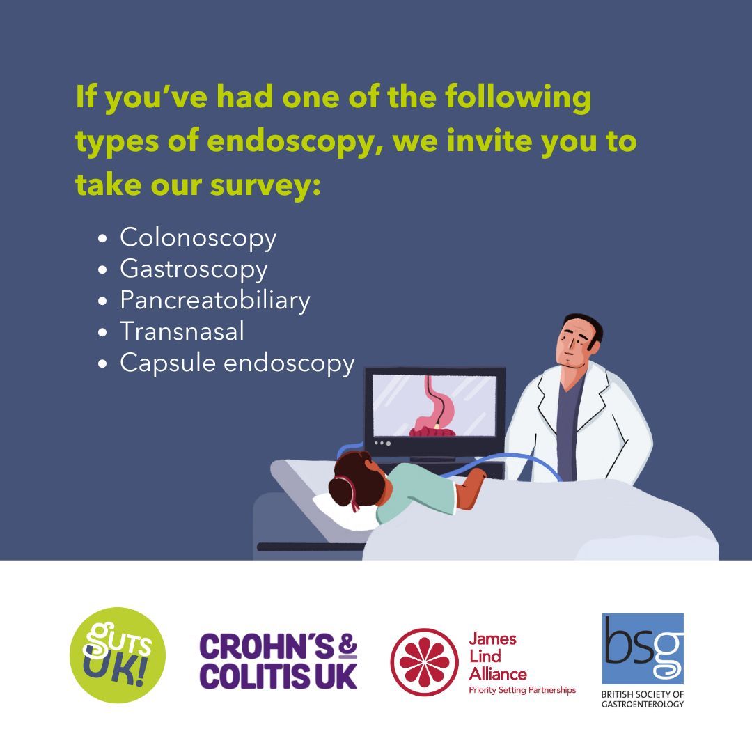 James Lind Alliance (@lindalliance) on Twitter photo Have you had an endoscopy?
Help shape future research into endoscopies by sharing the questions that matter to you most. Complete the Endoscopy PSP's Initial survey here: gutscharity.org.uk/research/psps/…
<a href="/GutsCharityUK/">Guts UK Charity</a>
<a href="/CrohnsColitisUK/">Crohn's & Colitis UK</a>
<a href="/BritSocGastro/">BSG</a> Have you had an endoscopy?
Help shape future research into endoscopies by sharing the questions that matter to you most. Complete the Endoscopy PSP's Initial survey here: gutscharity.org.uk/research/psps/…
<a href="/GutsCharityUK/">Guts UK Charity</a>
<a href="/CrohnsColitisUK/">Crohn's & Colitis UK</a>
<a href="/BritSocGastro/">BSG</a>