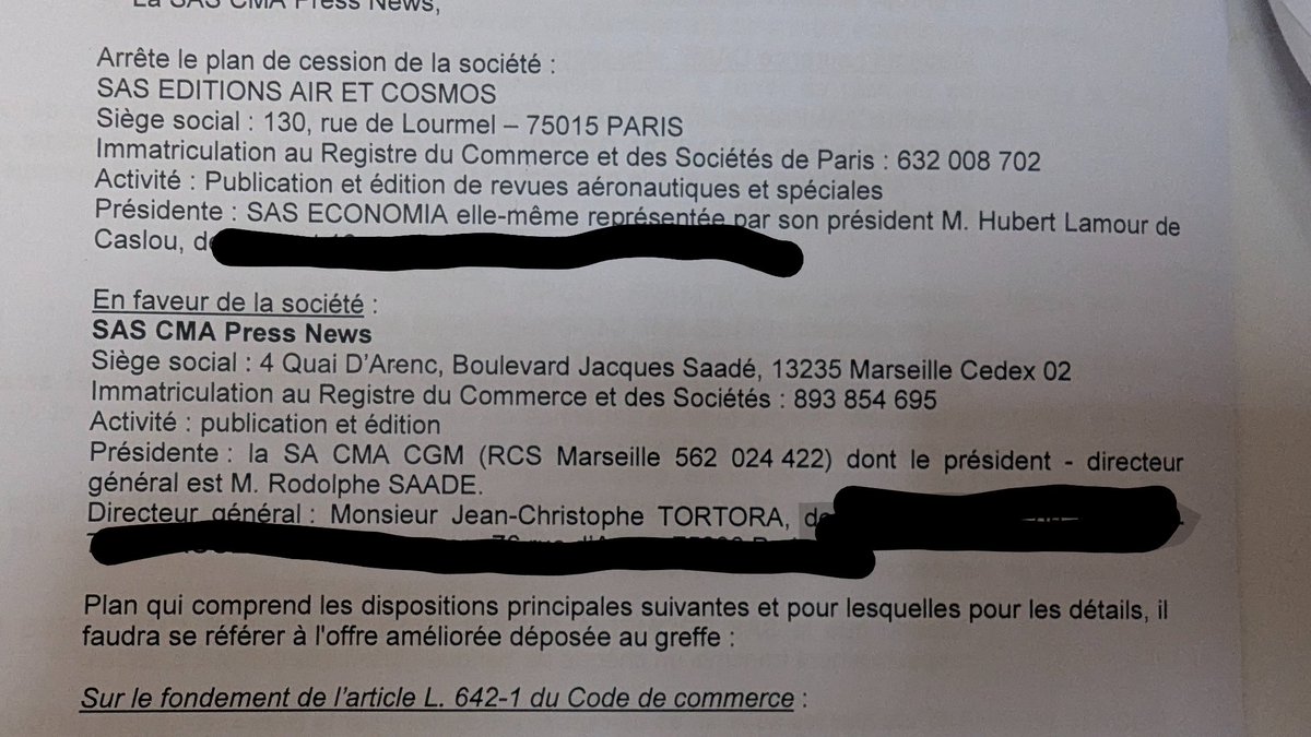 tanguydemange's tweet photo. InfoLaCorrespondance : CMA Press News de Rodolphe Saadé reprend le magazine Air &amp; Cosmos à la barre du Tribunal des affaires économiques de Paris. https://t.co/hZV2rIVWIk