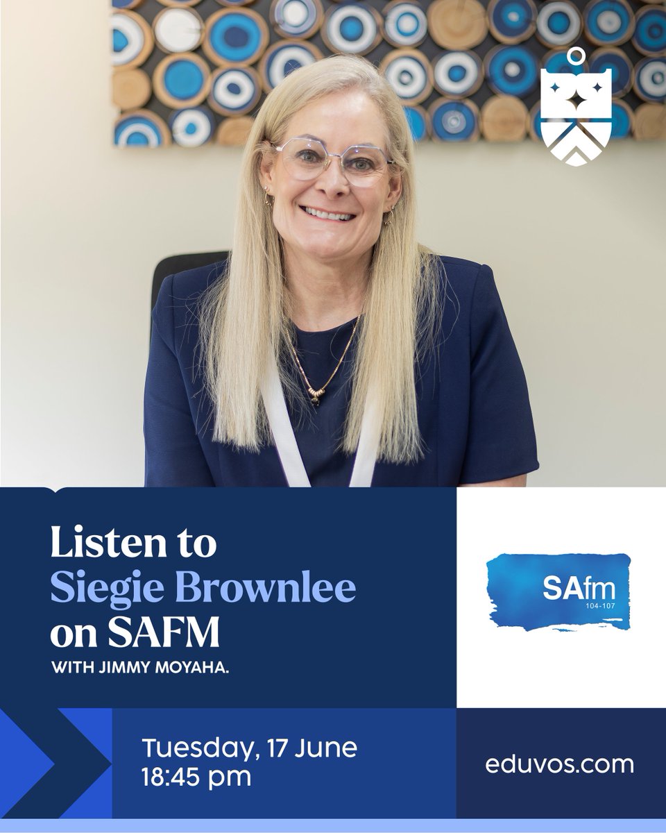 Eduvos (@edu_vos) on Twitter photo Siegie Brownlee, Eduvos CEO, joins <a href="/jmoyaha_/">Jimmy Moyaha</a> on <a href="/SAfmRadio/">SAfmRadio đź“»</a> on 17 June at 6:45 PM.
đź“… Tuesday, 17 June
🕚 6:45 PM
Titled Investing in Education – Shaping Africa’s Future Through Strategic Planning, the interview explores how strategic investment, innovation, and collaboration in Siegie Brownlee, Eduvos CEO, joins <a href="/jmoyaha_/">Jimmy Moyaha</a> on <a href="/SAfmRadio/">SAfmRadio 📻</a> on 17 June at 6:45 PM.
đź“… Tuesday, 17 June
🕚 6:45 PM
Titled Investing in Education – Shaping Africa’s Future Through Strategic Planning, the interview explores how strategic investment, innovation, and collaboration in