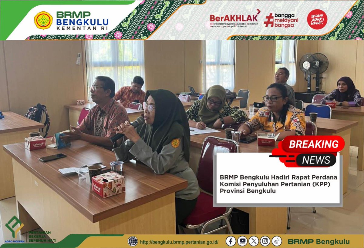 Brmp_Bengkulu's tweet image. #SapaMalam #FrenSIP

BRMP Bengkulu  hadiri   rapat  perdana Komisi Penyuluhan Pertanian (KPP) Provinsi Bengkulu 
facebook.com/share/15nb4Drm…

#brmpuntukindonesia 
#agromodern 
#brmpkementan 
#kitapastilebihbaik 
#pertanianmajumandirimodern
#JagaPanganBiarAman 
#swasembadapangan