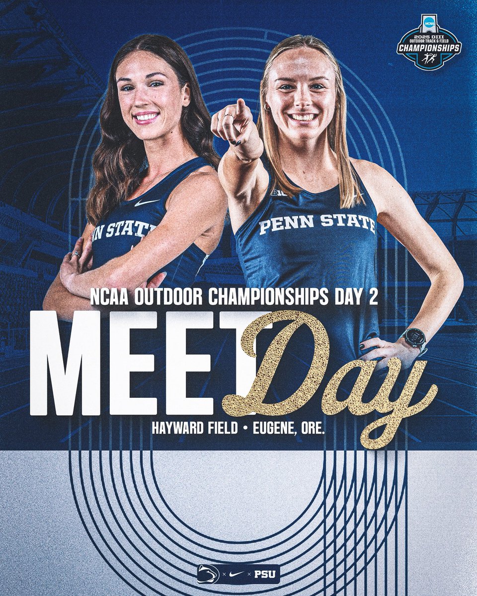 Ready for day✌️in Track Town

🆚 | NCAA Outdoor Track &amp; Field Championships
📍 | Eugene, Ore. 
🏟️ | Hayward Field 
📊 | flashresults.ncaa.com/Outdoor/2025/i…
📺 | Live streaming on ESPN &amp; ESPN+ 

#WeAre | #PSUTF | #ncaatfchampionships