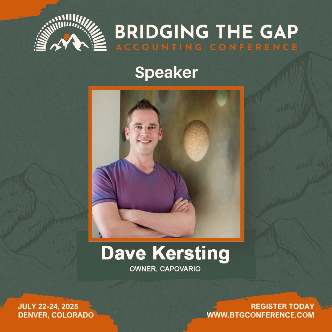 🚨 Join Dave Kersting in Denver this July as we Bridge The Gap in accounting—through real conversations that move the profession forward.
📍 Denver, CO
📅 July 22–24
🔗 btgconference.com
#BTG2025 #Capovario #SpeakerAnnouncement