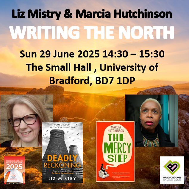 LizMistryAuthor's tweet photo. Me &amp; @Marciathewriter will be at #BradfordLitFest chatting writing, the North, our books.
Sun 29 June 14:30 – 15:30
Small Hall @UniversityofBradford,
#NorthernWriting
@lblaUK @BradfordLitFest @HQstories @sallistone @georgiahester_ @bradford2025
https://t.co/ZBFcnnBsi3 https://t.co/Y68bIAA2sW