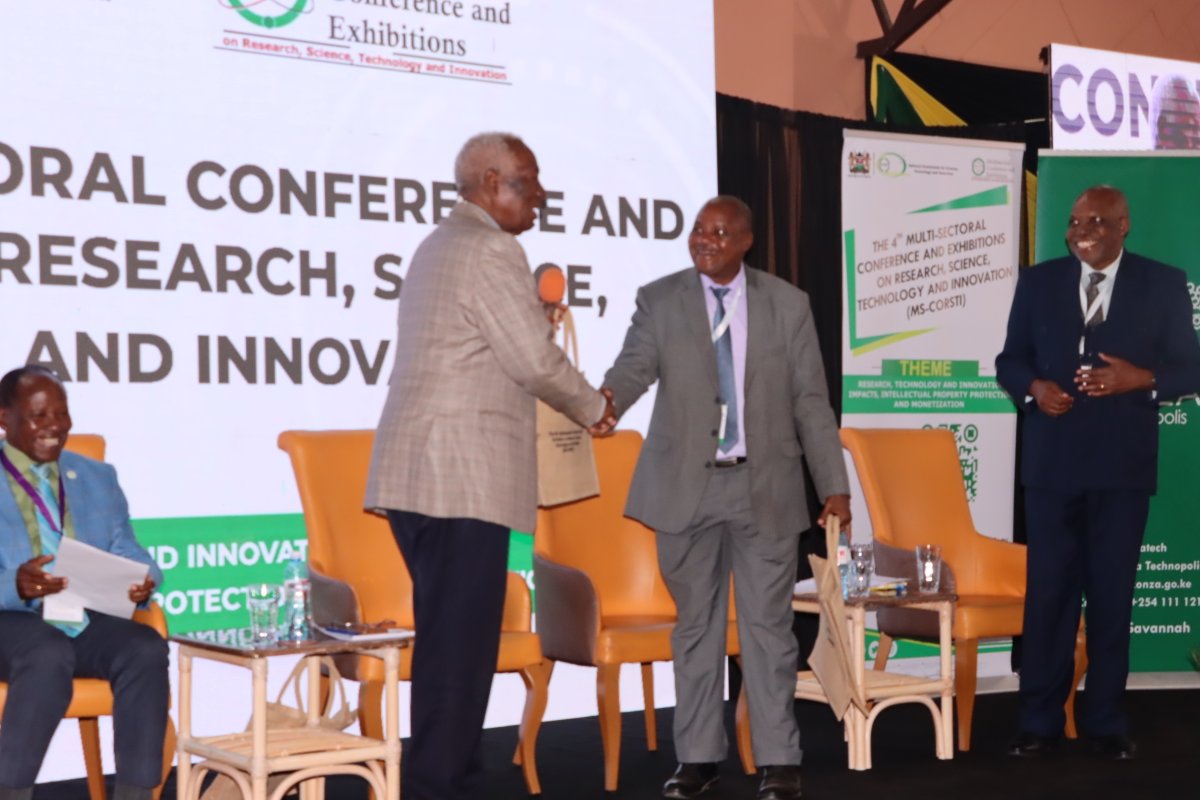 JKUAT Deputy Vice Chancellor in charge of Research, Production and Extension, Prof. Jackson Kwanza makes a presentation on: “Novel strategies for securing Intellectual Property Rights in Institutions of Higher Learning,”  at the ongoing 4th Multisectoral conference and