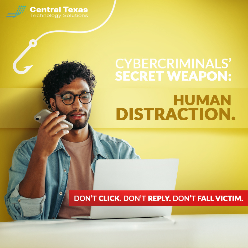 CTTSonline's tweet image. 𝗖𝘆𝗯𝗲𝗿𝗰𝗿𝗶𝗺𝗶𝗻𝗮𝗹𝘀’ 𝘀𝗲𝗰𝗿𝗲𝘁 𝘄𝗲𝗮𝗽𝗼𝗻: 𝗛𝘂𝗺𝗮𝗻 𝗱𝗶𝘀𝘁𝗿𝗮𝗰𝘁𝗶𝗼𝗻.

Cyberattacks don’t need fancy coding—just one distracted click. It’s never been easier for phishing attacks to sneak in.

#HumanFireWall #ITServiceProvider #CTTSonline #GeorgetownTX