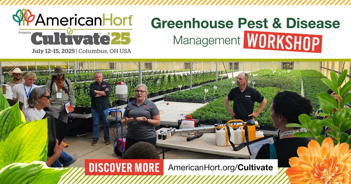 Greenhouse Grower (@greenhousegrow) on Twitter photo Are pests and diseases bugging you in the greenhouse? Enhance your #Cultivate25 experience with practical knowledge you can implement in your greenhouse tomorrow. Attend the Greenhouse Pest & Disease Management Workshop.
SEATS ARE LIMITED– AmericanHort.org/Cultivate
<a href="/American_Hort/">AmericanHort</a> Are pests and diseases bugging you in the greenhouse? Enhance your #Cultivate25 experience with practical knowledge you can implement in your greenhouse tomorrow. Attend the Greenhouse Pest & Disease Management Workshop.
SEATS ARE LIMITED– AmericanHort.org/Cultivate
<a href="/American_Hort/">AmericanHort</a>