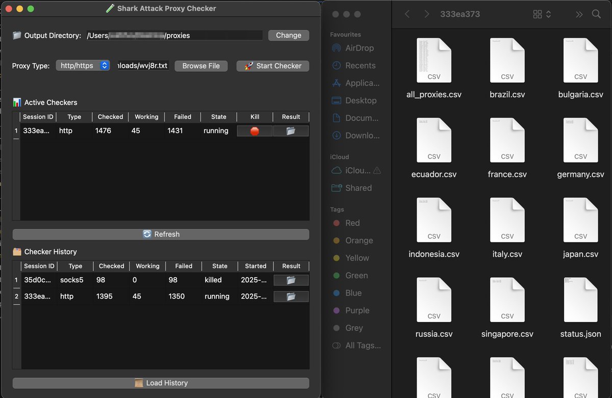 Got back to building a native desktop app after several years.

Put together a bulk proxy checker:
– Load a .txt of proxies
– Choose type (HTTP, SOCKS4, SOCKS5)
– Checks fast, saves working ones by geo

Processed ~3K proxies in around ~4.75 mins. Quietly happy with how it turned