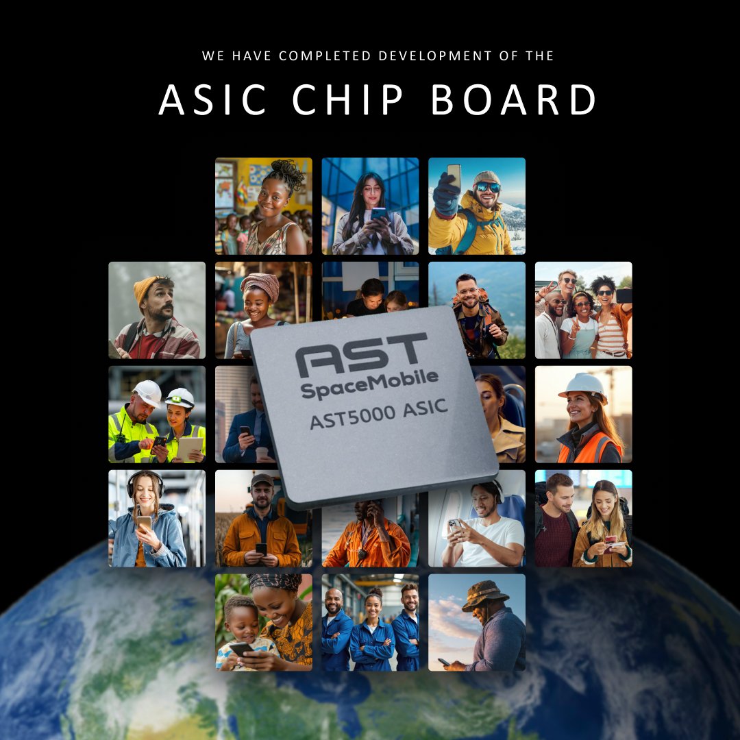 AST_SpaceMobile's tweet image. We have completed development of the electronic board with our new AST5000 ASIC chip – the cornerstone of our next-generation BlueBird satellites!
After five years of rigorous engineering and production, representing an equivalent of 150+ human years of intensive work, this…