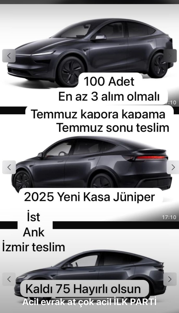 Umarım bu paylaşımlar gerçek değildir.

Aylardır bilgisayar başında sabahlayan, her gün Tesla sayfasını yenileyen, fiyat artacak diye tedirginlik içinde stresle yaşayan yüzlerce insan var. Kimseye ayrıcalık tanınmadan, adaletli bir sistem beklerken böyle “toplu alım - kapora