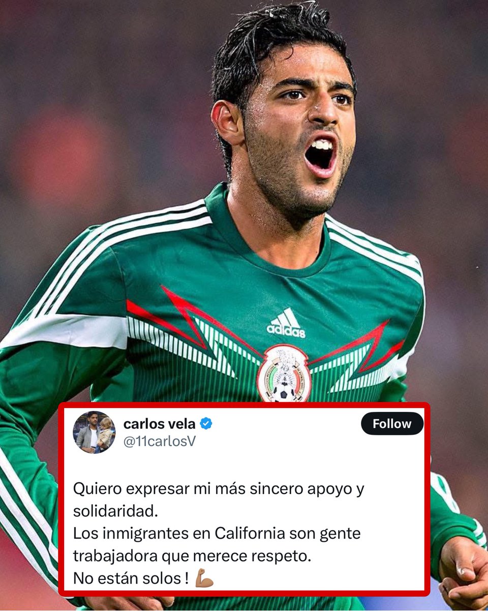 Jovenesfutmx's tweet photo. Carlos Vela sobre la situación que está pasando en Los Ángeles: 

“No están solos” ❤️ 🇺🇸🇲🇽 https://t.co/yostU3KHxh