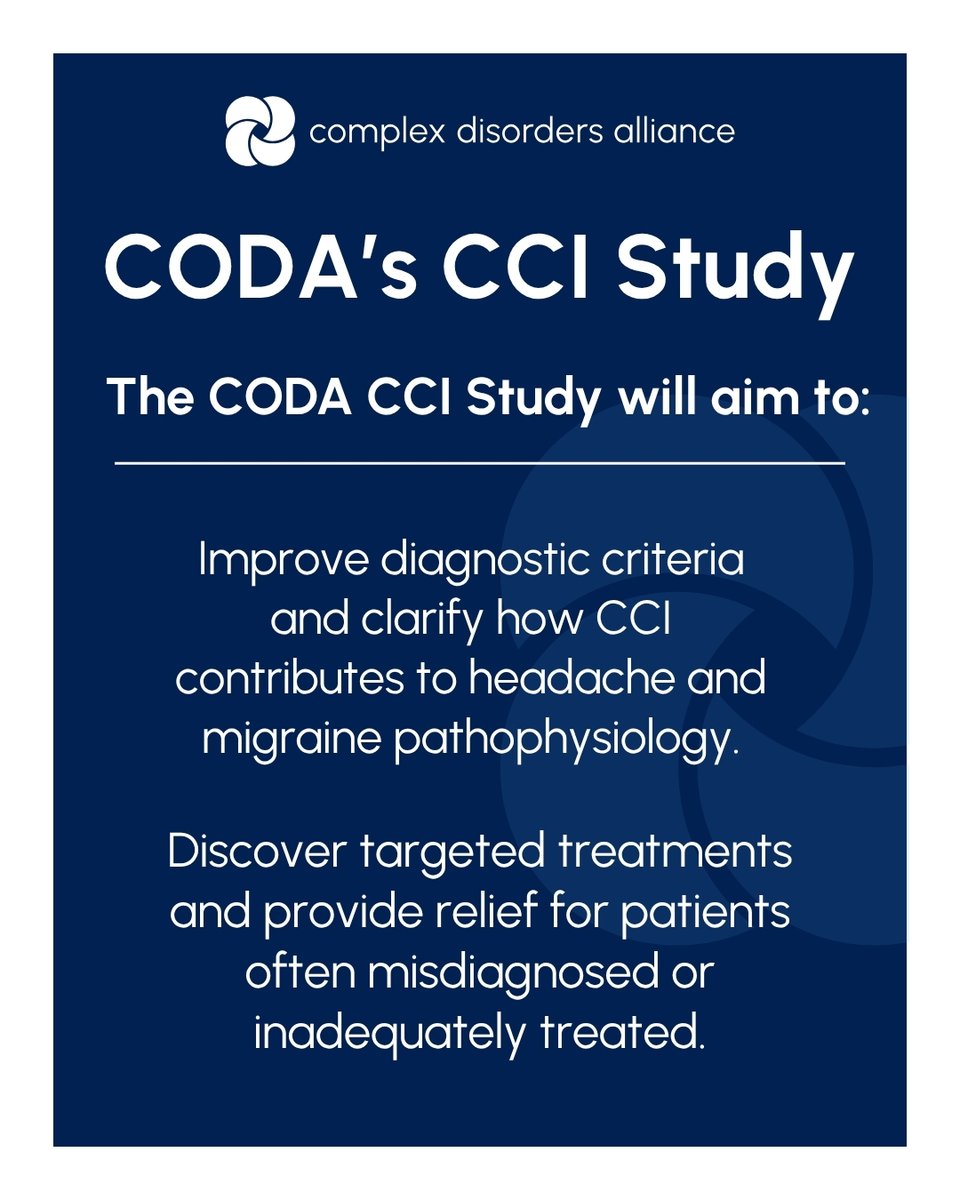 CODA_research's tweet image. In the U.S. alone:
🔹Over 39 million people experience migraines.
🔹Chronic daily headache affects 3–5% of adults.
🔹Many of these individuals also have overlapping conditions like CCI, POTS, EDS, or ME/CFS.
and research is years behind.
The CCI Study is designed to uncover how…