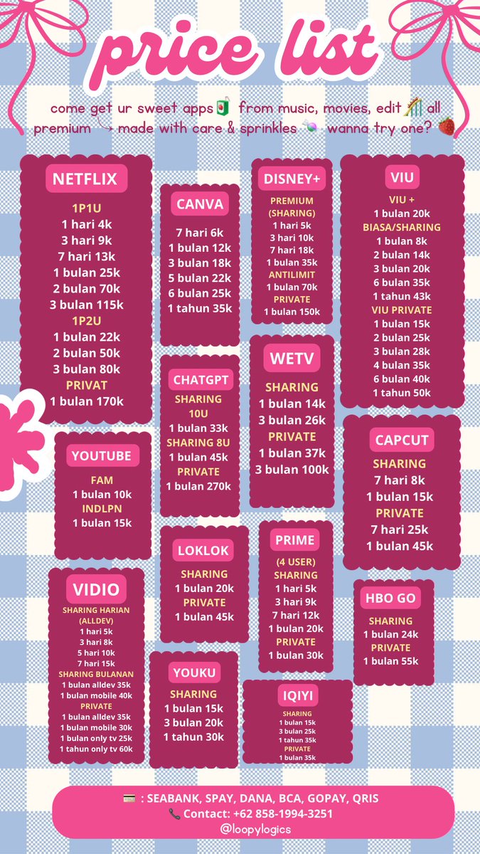 ikdding's tweet image. Lagi pusing cari APK premium?
Gausah ribet, semua ada di sini!
🔥 Netflix, Capcut, Disney+, Canva, ChatGPT
Mulai dari 6k-an aja loh!
Fast respon n satset 🍓
WA: wa.me/6285122383991
#zonajajan #zonauang #netflixindonesia #jualapk #capcut