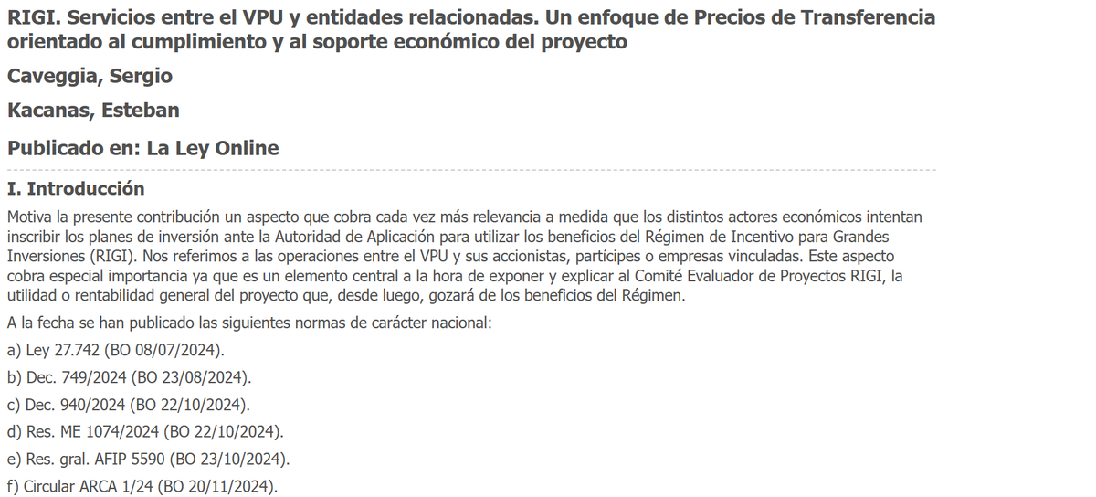 Hoy <a href="/thomsonreuters/">Thomson Reuters</a> publicó nuestro artículo sobre las transacciones interco en el #RIGI. Para tener en cuenta en las presentaciones de proyectos <a href="/EY_Argentina/">EY Argentina</a> <a href="/EstebanKacanas/">esteban kacanas</a>