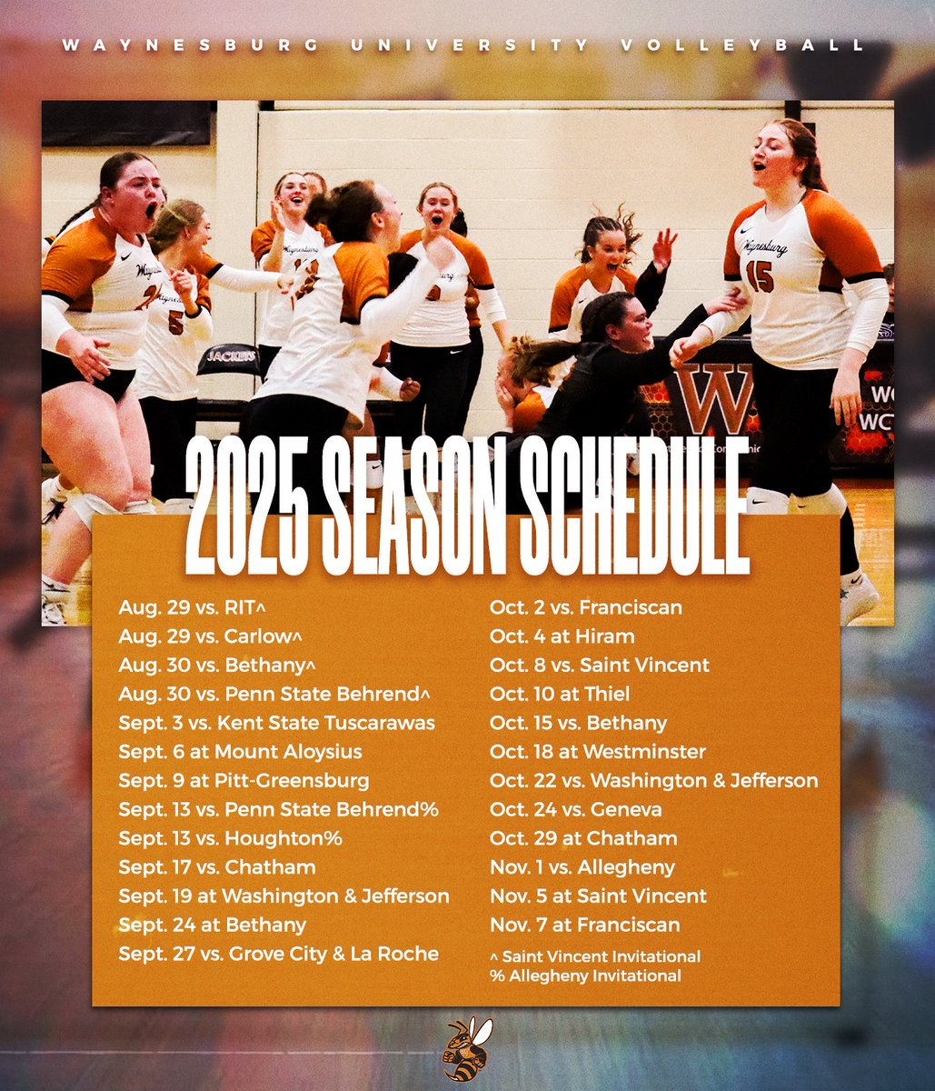 Waynesburg Athletics (@wujackets) on Twitter photo 𝙎𝘾𝙃𝙀𝘿𝙐𝙇𝙀 𝙍𝙀𝙇𝙀𝘼𝙎𝙀🏐
<a href="/WUvolleyball/">Waynesburg Volleyball</a>'s fall slate is here! #JacketUp
waynesburgsports.com/sports/womens-… 𝙎𝘾𝙃𝙀𝘿𝙐𝙇𝙀 𝙍𝙀𝙇𝙀𝘼𝙎𝙀🏐
<a href="/WUvolleyball/">Waynesburg Volleyball</a>'s fall slate is here! #JacketUp
waynesburgsports.com/sports/womens-…