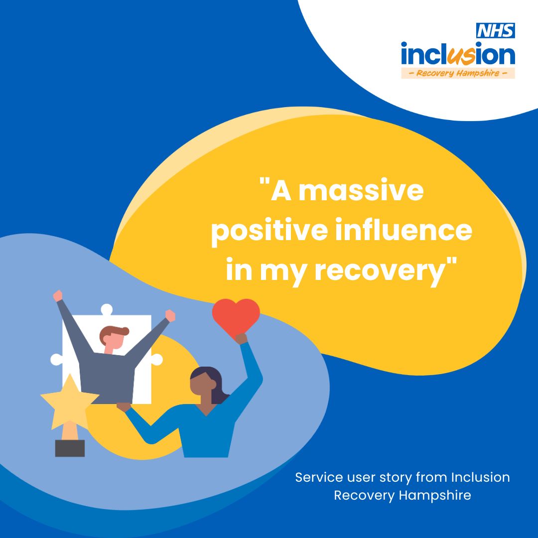 Inclusion Recovery Hampshire (@inclusion_hants) on Twitter photo Today we are highlighting this fantastic feedback we have received.
💬 "A massive positive influence in my recovery". We are always happy to help and grateful to hear about your experiences with us.
Find us on <a href="/careopinion/">Care Opinion</a> to read more or share your feedback. Today we are highlighting this fantastic feedback we have received.
💬 "A massive positive influence in my recovery". We are always happy to help and grateful to hear about your experiences with us.
Find us on <a href="/careopinion/">Care Opinion</a> to read more or share your feedback.