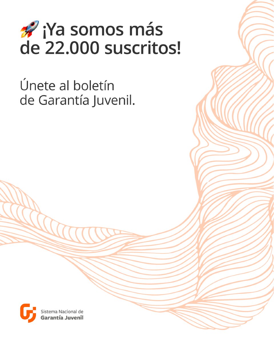 ¿Te has unido ya al boletín de Garantía Juvenil? Si no es así, hazlo ya, entérate de todas las novedades antes que nadie. Puedes hacerlo desde nuestra web f.mtr.cool/wosyykzkro