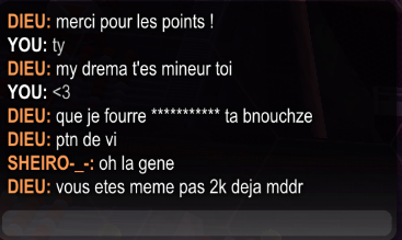 Vous connaissez un "dieu" ingame? Il en a des choses à dire juste pour une game lose mdrr