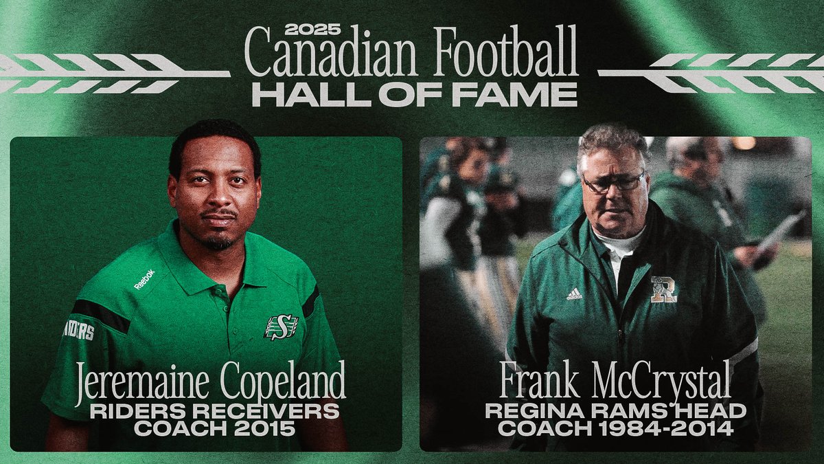 Congratulations to Jeremaine Copeland and Frank McCrystal on being inducted into the Canadian Football Hall of Fame!