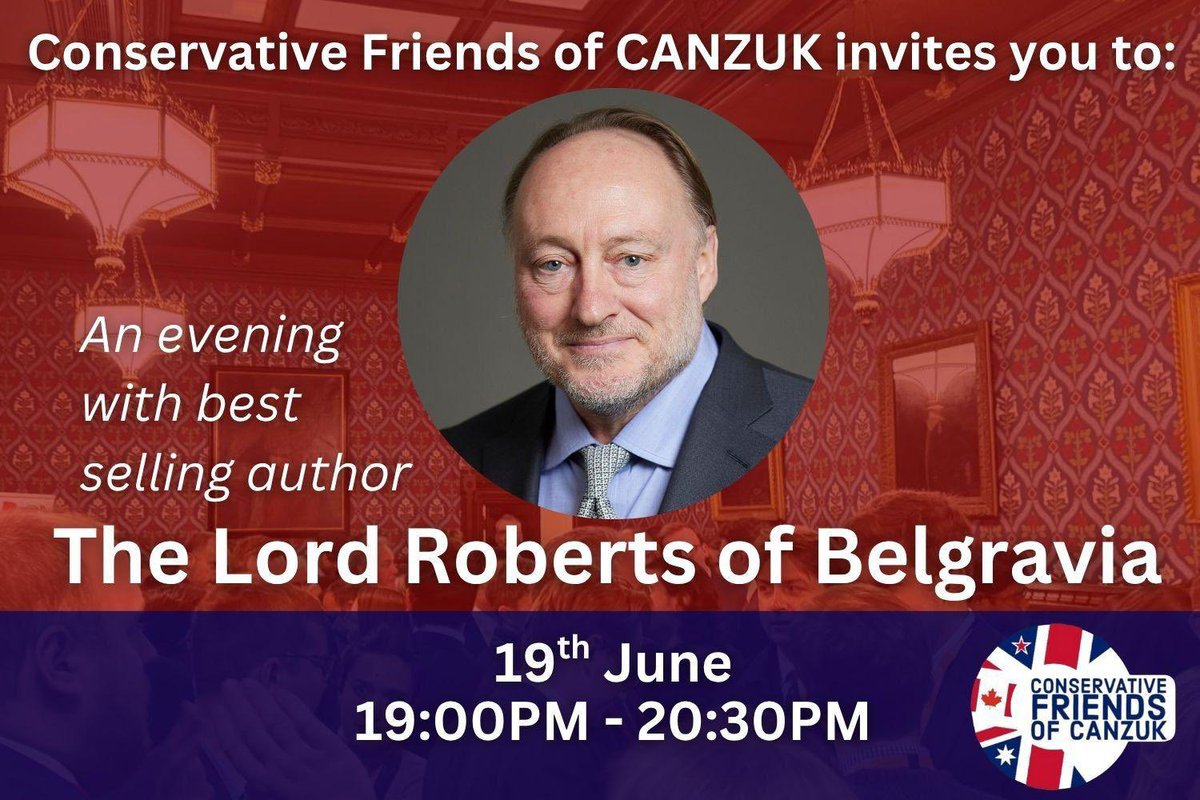 CFOCANZUK's tweet image. One week to go until our first (free) lecture!
Join @aroberts_andrew as he explores the rich cultural ties of the CANZUK realms.
📅 Thursday, 19 June | 🕖 19:00–20:30
📍 Venue near Westminster
🎟️ Register today: eventbrite.com/e/an-evening-w…?
We look forward to seeing you there!