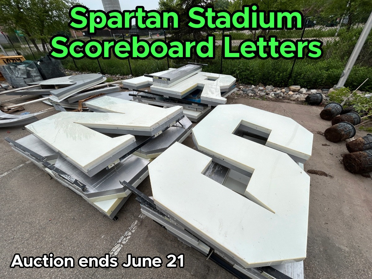 MSU Surplus Store (@msu_surplus) on Twitter photo Do you have 70 feet of open wall space? Spartan Stadium scoreboard letters are now up for auction!
msusurplusstore.com/search?type=pr… Do you have 70 feet of open wall space? Spartan Stadium scoreboard letters are now up for auction!
msusurplusstore.com/search?type=pr…