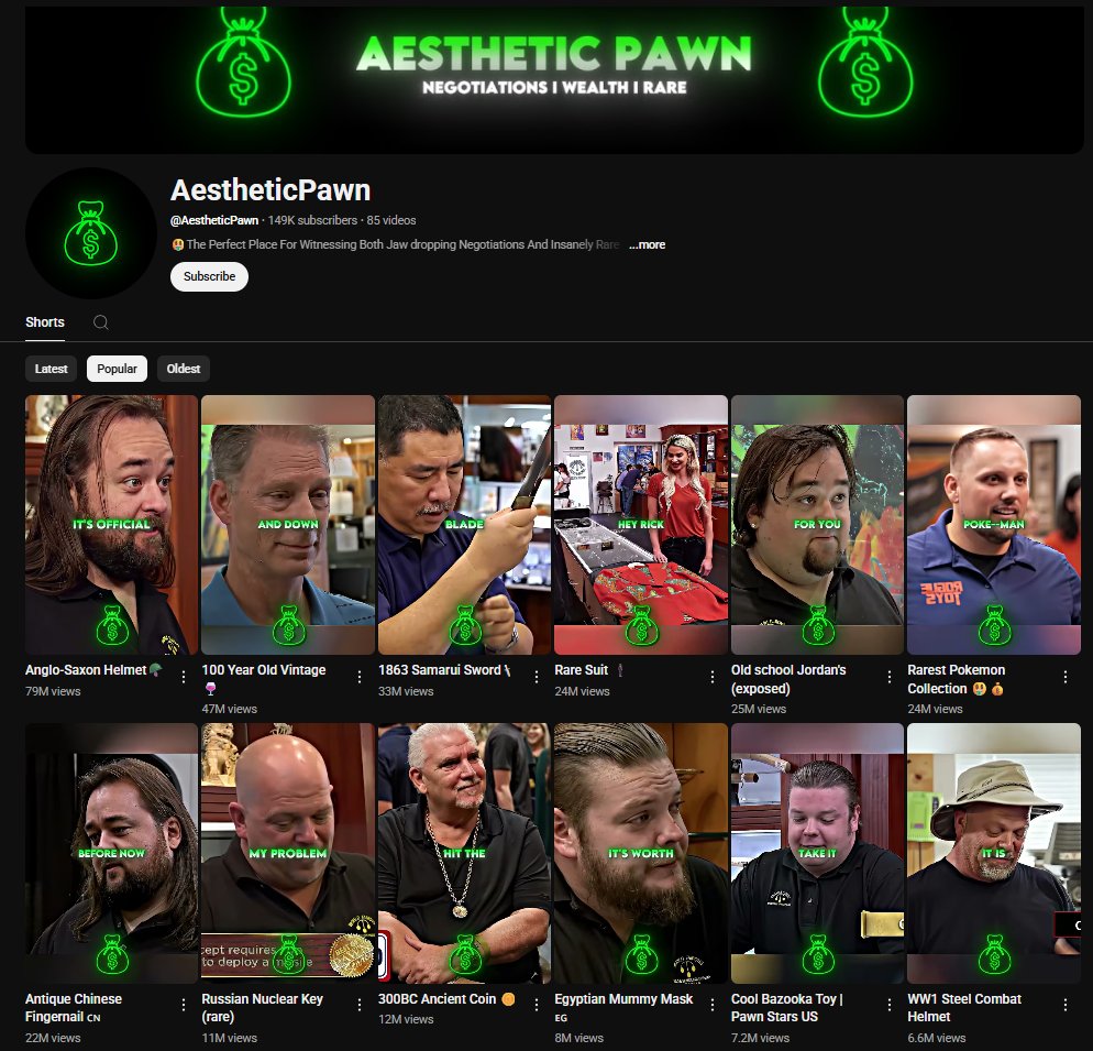 algrow_online's tweet image. Algrow found this channel that made over $20k in the last 30 days 

and I wonder what its called as well?