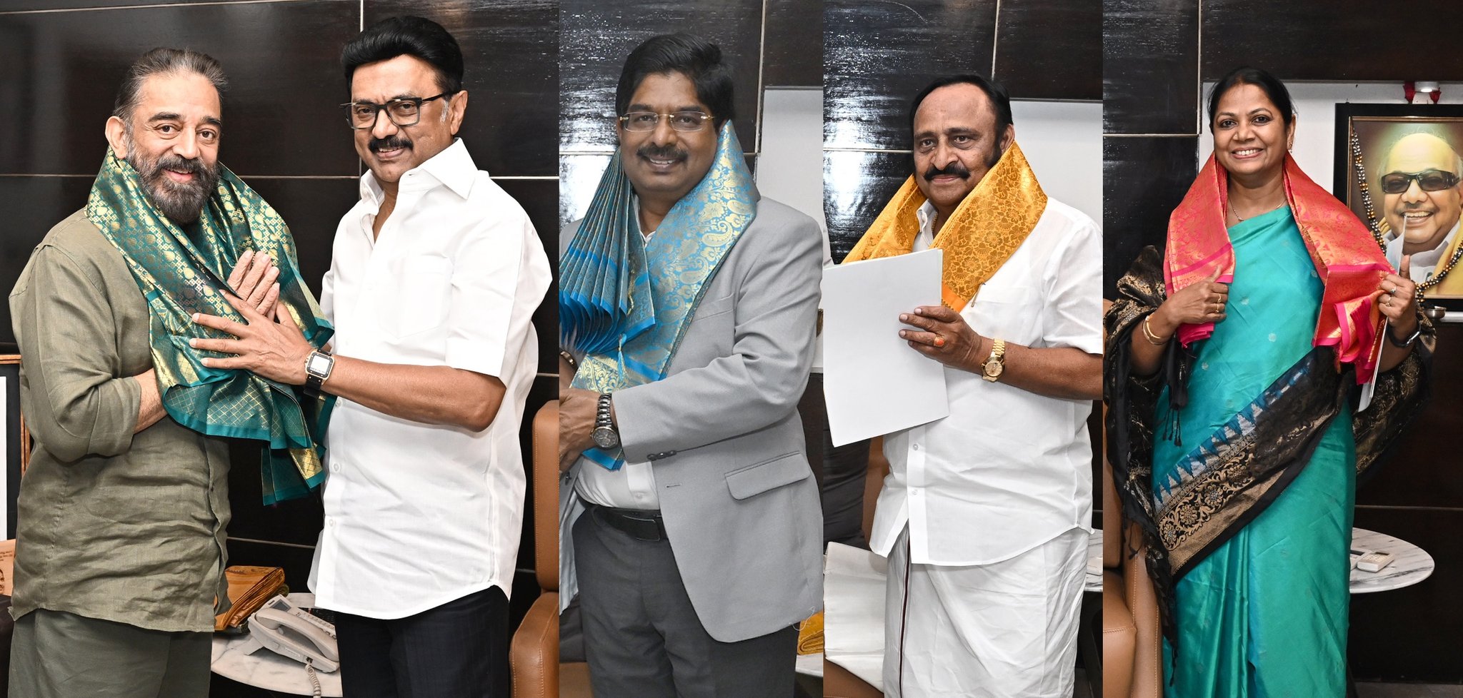 திமுக சாா்பில் தேர்ந்தெடுக்கப்பட்ட நான்கு பேரும் 25 ஆம் தேதிஎம்.பியாக பதவியேற்க உள்ளனர்.