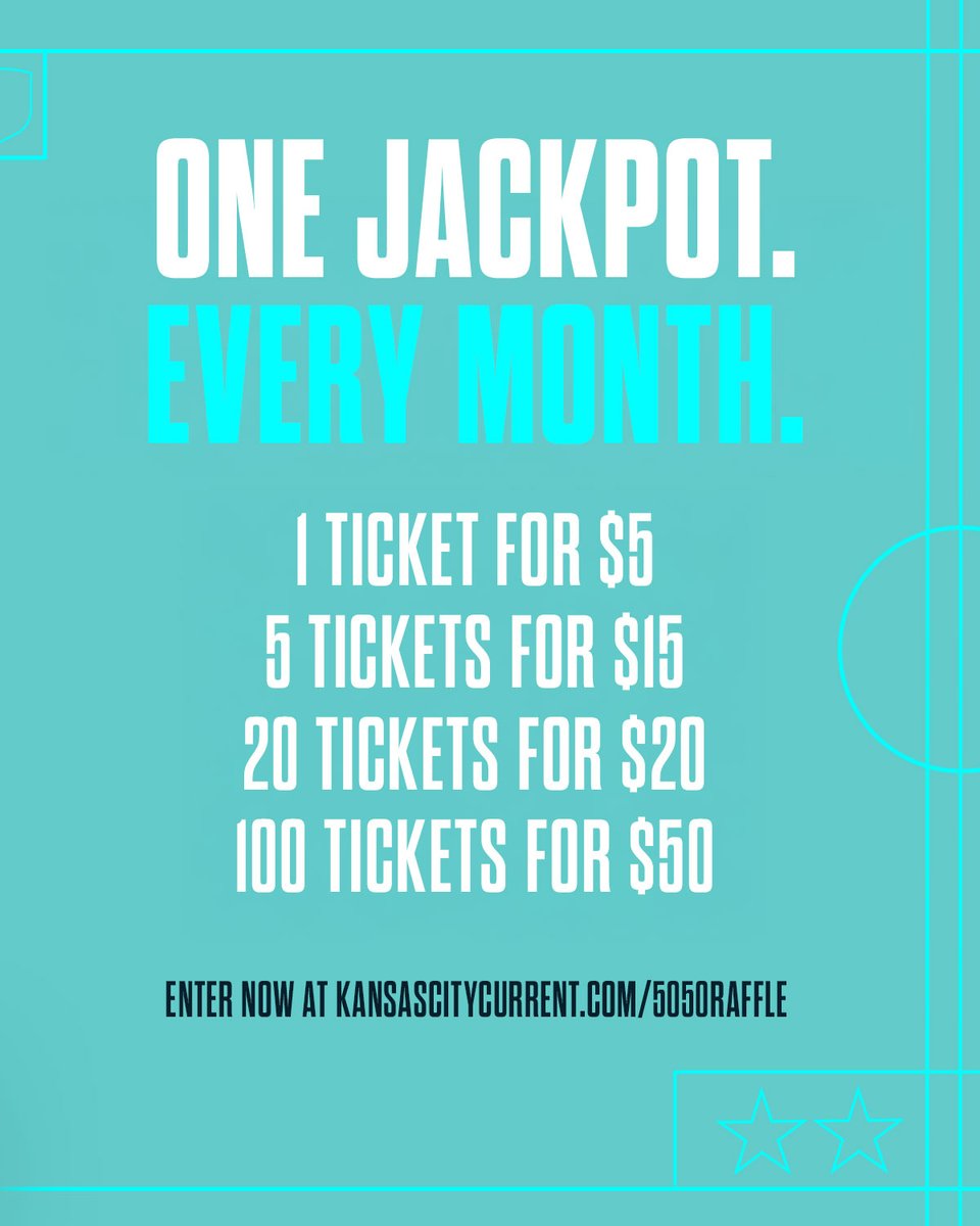 KC Current (@thekccurrent) on Twitter photo Introducing the inaugural KC Current 50/50 Raffle benefiting <a href="/UnitedWayGKC/">United Way Greater Kansas City</a> ✨
Purchase a ticket during each 50/50 raffle drawing period for the chance to win half the jackpot!
Out first raffle is live! Learn more: kansascitycurrent.com/5050raffle Introducing the inaugural KC Current 50/50 Raffle benefiting <a href="/UnitedWayGKC/">United Way Greater Kansas City</a> ✨
Purchase a ticket during each 50/50 raffle drawing period for the chance to win half the jackpot!
Out first raffle is live! Learn more: kansascitycurrent.com/5050raffle