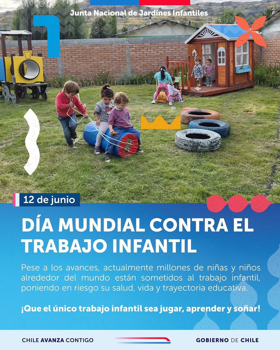 🔵 De acuerdo a cifras de Organismos Internacionales, actualmente más de 130 millones de niños y niñas siguen atrapados en el trabajo infantil alrededor del mundo. Que la niñez sea para disfrutar y aprender, no para trabajar. #ChilesinTrabajoInfantil #DíacontraelTrabajoInfantil