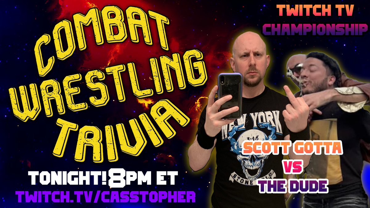 Chris Cass || twitch.tv/casstopher (@cadoubles) on Twitter photo TONIGHT!
The CWT Twitch TV Championship is on the line at 8pm eastern!
<a href="/Gotta_Tweet_/">Scott Gotta</a> looks to defend his crown for the second time when he goes against #1 Contender <a href="/NotBatmans/">Not Batman’s Dad</a> who is looking to become "Triple Crown Dude"
twitch.tv/casstopher TONIGHT!
The CWT Twitch TV Championship is on the line at 8pm eastern!
<a href="/Gotta_Tweet_/">Scott Gotta</a> looks to defend his crown for the second time when he goes against #1 Contender <a href="/NotBatmans/">Not Batman’s Dad</a> who is looking to become "Triple Crown Dude"
twitch.tv/casstopher