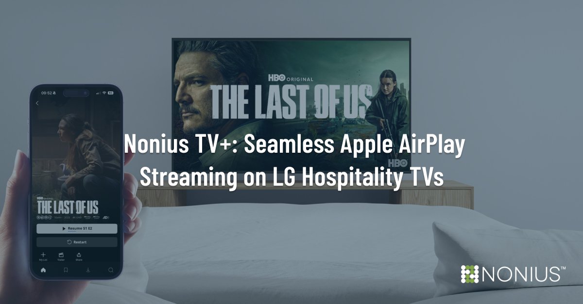📺 Nonius TV+ Now Supports Apple AirPlay on LG Hospitality TVs

👉 Learn more: noniussolutions.com/2025/06/12/non…

#Nonius #NoniusTV #NoniusCast #HospitalityTechnology #AppleAirPlay #LG