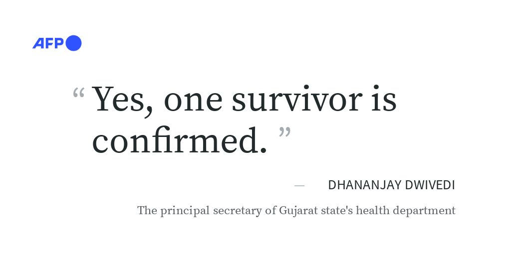 #UPDATE One person survived when a London-bound passenger plane crashed Thursday in the Indian city of Ahmedabad, with 242 on board, a state health official told AFP.