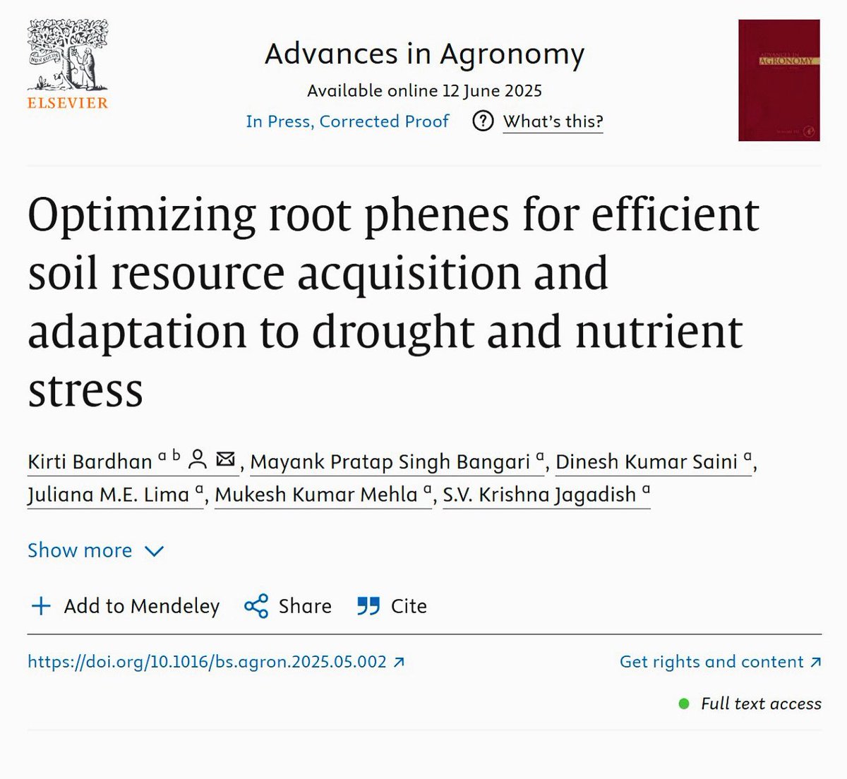 Juliana Espíndola Ph.D. (@julianaespndo12) on Twitter photo Excited to share our new book chapter just published!
This work highlights how strategic root traits can be leveraged to enhance crop resilience and productivity under challenging environmental conditions.
<a href="/KJagadish_TTU/">Krishna Jagadish</a> <a href="/ISomayanda/">Impa Somayanda</a> <a href="/TTUDAVISCOLLEGE/">Texas Tech Davis College</a> Excited to share our new book chapter just published!
This work highlights how strategic root traits can be leveraged to enhance crop resilience and productivity under challenging environmental conditions.
<a href="/KJagadish_TTU/">Krishna Jagadish</a> <a href="/ISomayanda/">Impa Somayanda</a> <a href="/TTUDAVISCOLLEGE/">Texas Tech Davis College</a>