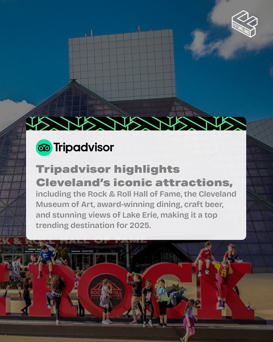 Cleveland is trending!

Tripadvisor ranked The Land No. 3 on its list of top trending U.S. destinations for 2025.

From legendary music history and world-class art to award-winning dining and Lake Erie views, Cleveland is proving why it’s a can’t-miss spot for travelers.