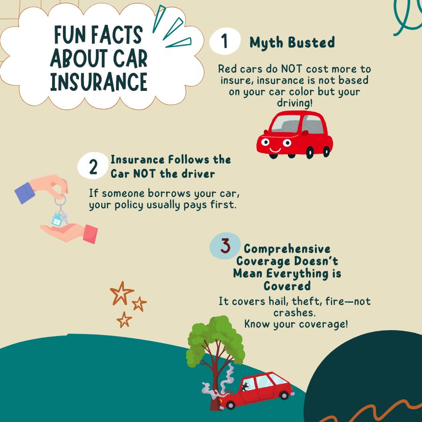 Some fun facts for your Thursday Morning. Car insurance can be overwhelming, but we have an expert group of agents that can answer any and all questions you may have!