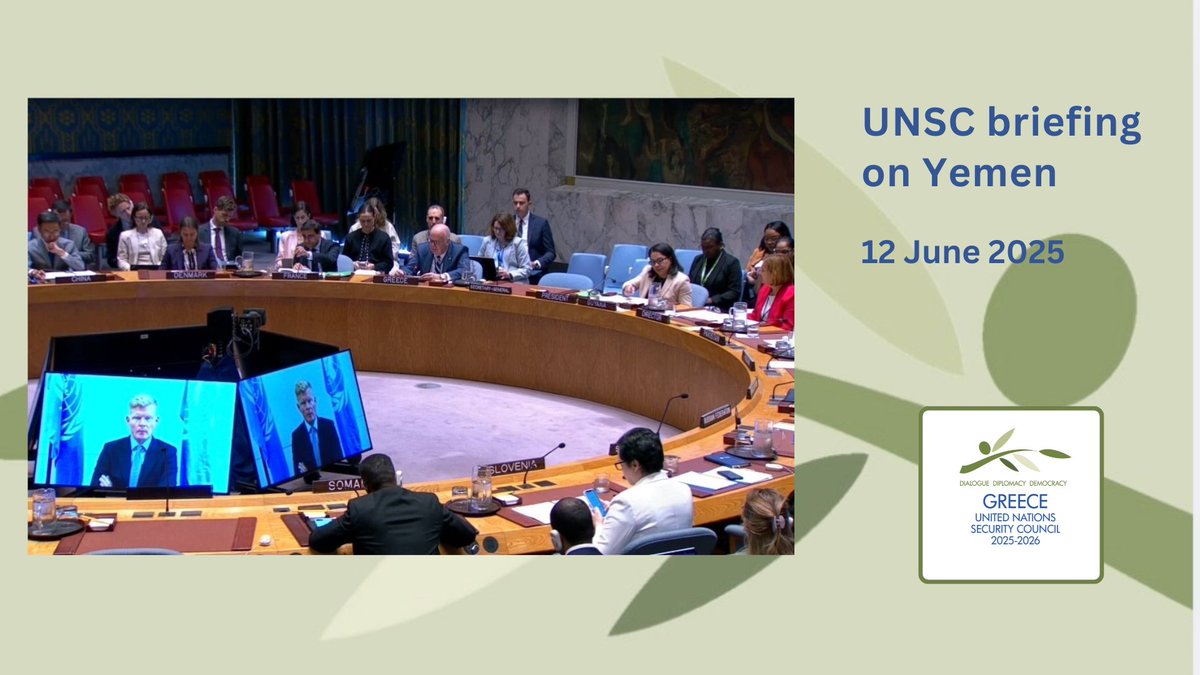 Greece to the United Nations (@grun_ny) on Twitter photo At today’s UNSC briefing on Yemen, PR of 🇬🇷 Ambassador <a href="/evasekeris/">Evangelos Sekeris</a>:
➡ reiterated Greece’s call for the immediate & unconditional release of detained personnel & for the transparent investigation on the recent death under Houthi detention of a WFP member, as underlined also by At today’s UNSC briefing on Yemen, PR of 🇬🇷 Ambassador <a href="/evasekeris/">Evangelos Sekeris</a>:
➡ reiterated Greece’s call for the immediate & unconditional release of detained personnel & for the transparent investigation on the recent death under Houthi detention of a WFP member, as underlined also by