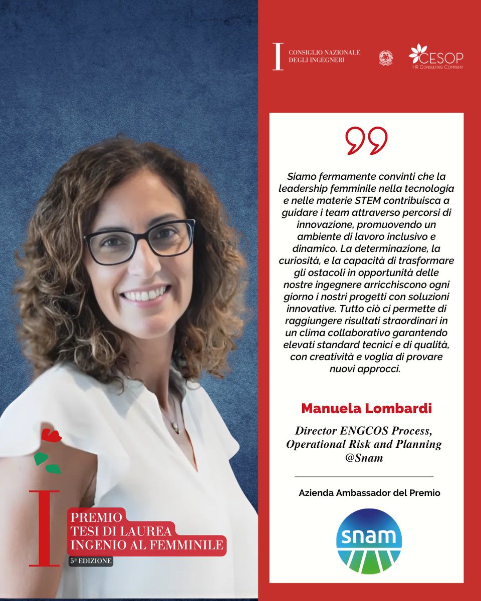jobmeeting's tweet photo. 🦋 L’innovazione non ha genere, ma ha bisogno di tutte le voci per evolversi

Anche quest’anno @snam ha scelto di sostenere il Premio Tesi di Laurea “Ingenio al Femminile”, promosso dal Consiglio Nazionale degli Ingegneri

👉 https://t.co/HnXCRnTUvB https://t.co/gz6JlS61mB