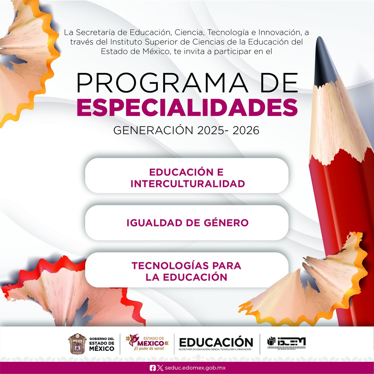 isceem_oficial's tweet image. ¡El futuro de la educación empieza contigo!
Inscríbete en el Programa de Especialidades del Instituto Superior de Ciencias de la Educación del Estado de México.
Ciclo 2025-2026
Convocatoria: isceem.edomex.gob.mx/sites/isceem.e…
Regístrate: sia.isceem.edu.mx/alumnos/
#ISCEEM