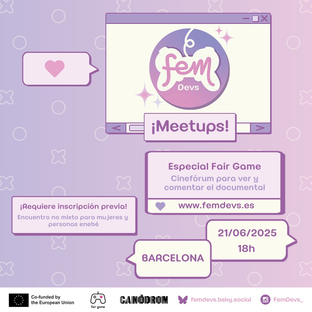 🍿¿Documental y palomitas? PLANAZO, cuéntaselo a todo el mundo!!   

📆 21 de junio en <a href="/CanodromBCN/">Canòdrom -Ateneu d'Innovació Digital i Democràtica</a> 

🕹️Veniros al estreno del documental de Fairgame y a comentarlo de chill.

 💜 ¡Imprescindible inscribirse! (enlace en el siguiente tuit)