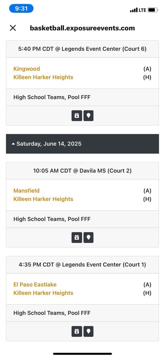 Schedule for TABC this weekend, can’t wait to get more coaches in my radar!!✨✨