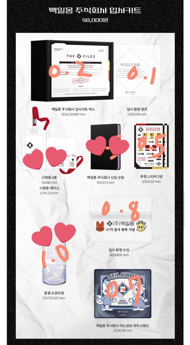 괴담출근 괴출 백일몽 입사키트 분철 구합니다!!
스티커
수건
마우스패드
박스
환영 편지

배송비 제가 부담하고 편택비만 내주시면 됩니다
옾챗으로 연락해주세요!!!
open.kakao.com/me/Yuving