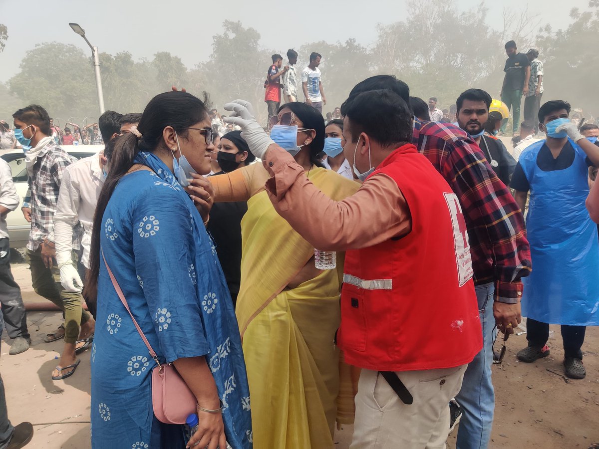 IndianRedCross's tweet photo. In the aftermath of today’s Ahmedabad plane crash, IRCS Gujarat State branch is actively involved in rescue, blood donation &amp; dead body identification efforts. Our volunteers are working tirelessly alongside Govt. authorities to support those in need. #Ahmedabad #RedCross https://t.co/wKlf3aVrbf