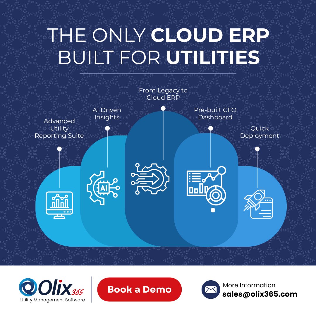Olix365software's tweet photo. Olix365, built on Microsoft Dynamics 365, delivers what utility teams actually need—AI insights, a powerful reporting suite, a pre-built CFO dashboard, and native support for complex operations.

#Olix365 #UtilityERP #CloudSolutions #ReportingSuite #Alphavima https://t.co/YVaI4u01M6