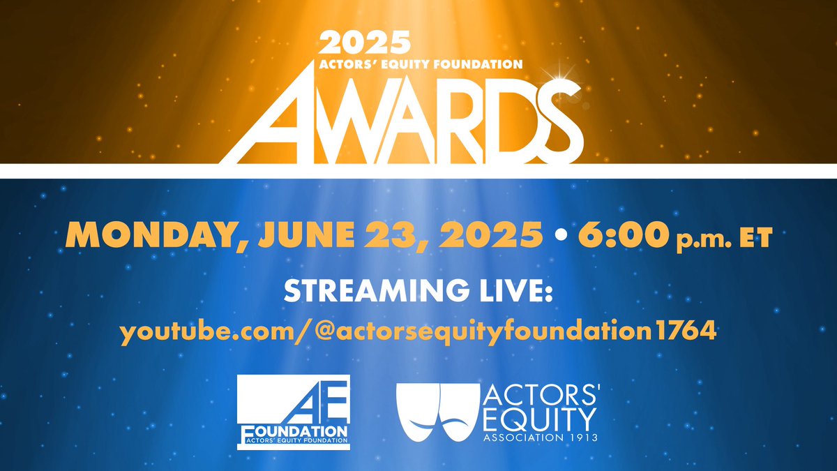 We’re so excited about our 2025 Awards Ceremony on 6/23 at 6 PM ET 🏆 

Join the livestream and enjoy host B.D. Wong from the comfort of your living room: 
youtube.com/@actorsequityf…