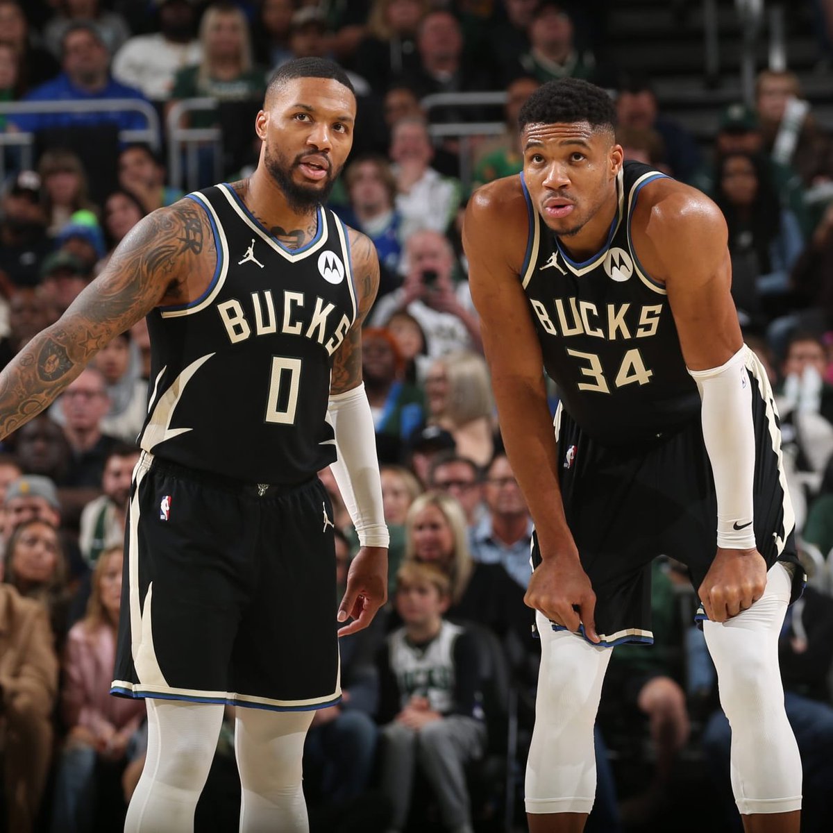 BucksRealm's tweet photo. Giannis Antetokounmpo and Damian Lillard just became the first teammates in NBA history to each record 24+ PPG, 4+ RPG, and 6+ APG in back-to-back seasons.

No one had ever done it before. Not Kobe-Shaq, not Jordan-Pippen, not Stockton-Malone, not Magic-Kareem, not Wade-LeBron. https://t.co/P6CoFac0x9