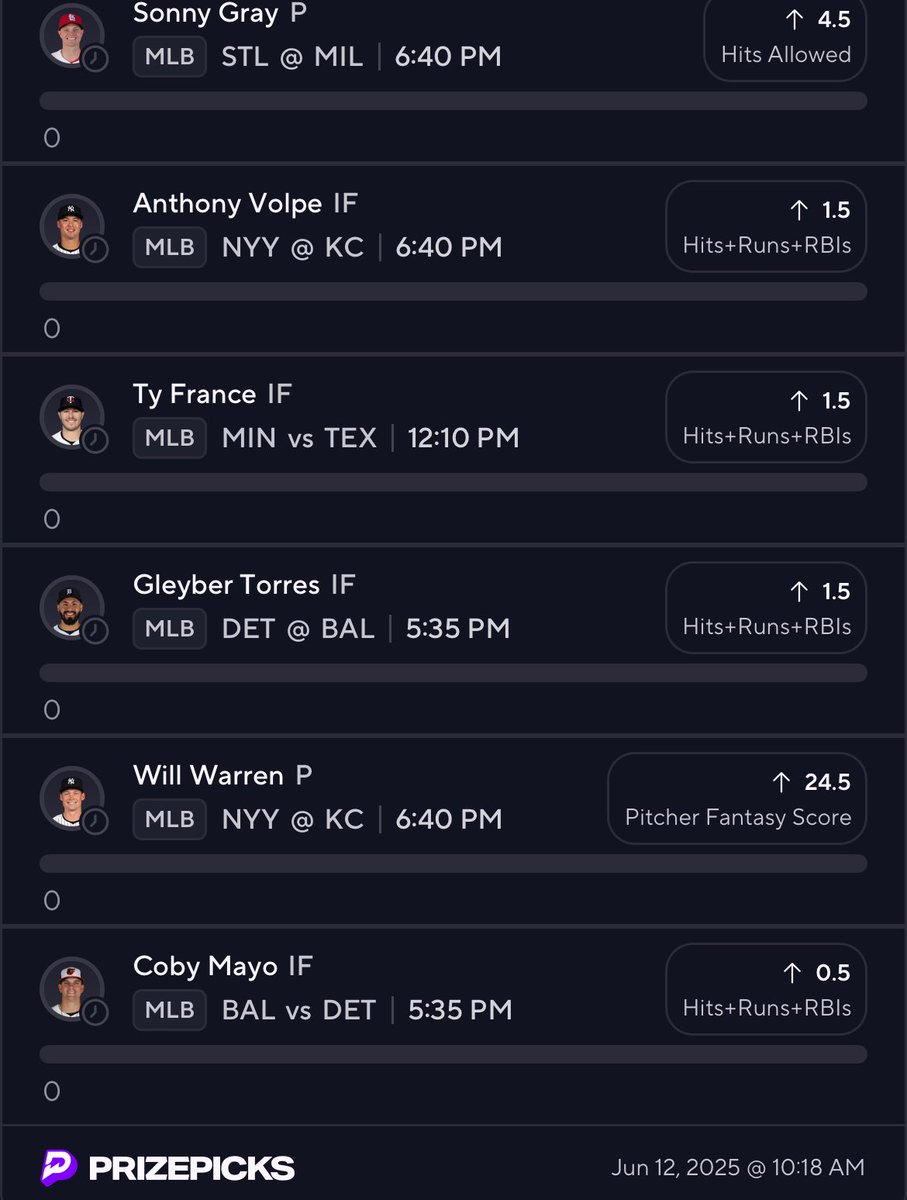 Here is my MLB PrizePicks slip for today. Our hit rate has been so nice. Today is a rough slate so playing lighter. Still seeing what we rocking for the day!