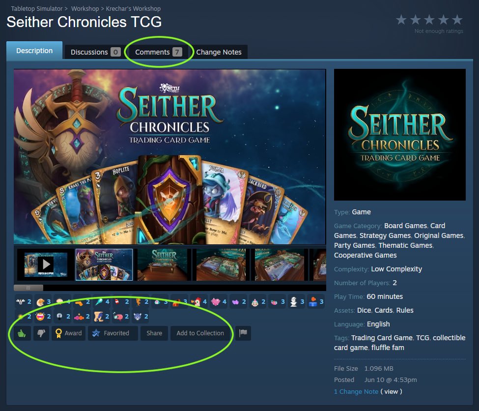 🚨Breaking News: <a href="/seitherTCG/">Seither Chronicles™️</a> is now available on <a href="/TabletopSim/">Tabletop Simulator</a> Workshop! 👀🎉🎊❤️🎲

Join the #TCG action in…

3 EASY HOPS:

1️⃣ ⬇️ Download <a href="/Steam/">Steam</a> on
your PC/Mac ✨

2️⃣ ⬇️ Download Tabletop Simulator.

3️⃣ ✅ Subscribe to Seither Chronicles TCG to add it in-game!

#FluffleFam