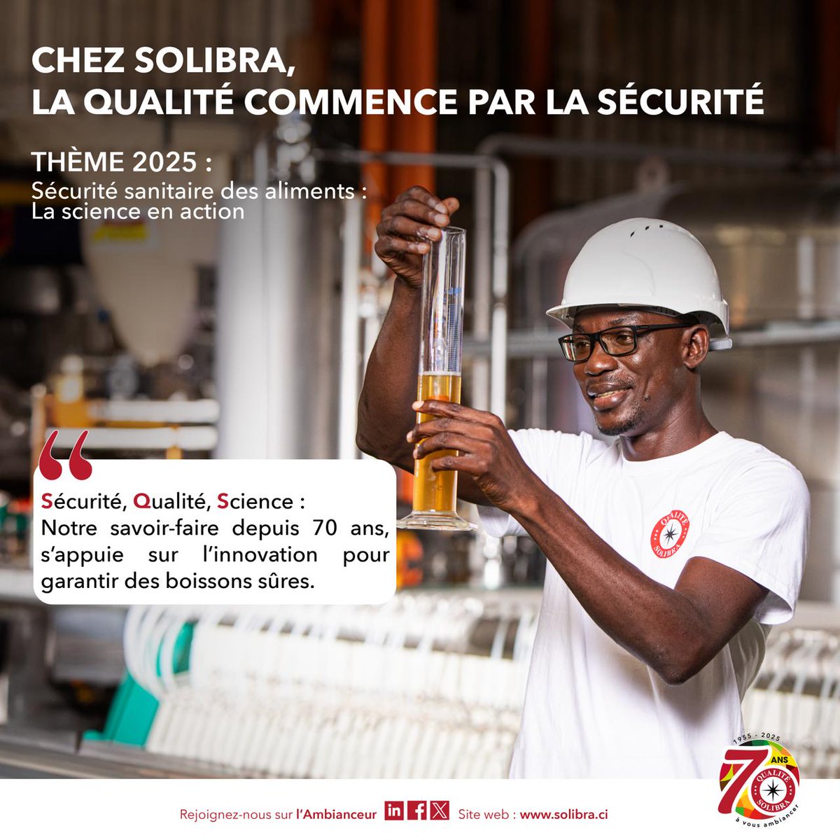 Chez SOLIBRA, nous mettons un point d’honneur à vous garantir des boissons de qualité sûres, tout en conservant goût, fraîcheur et authenticité !
#SOLIBRA70ans #Leader