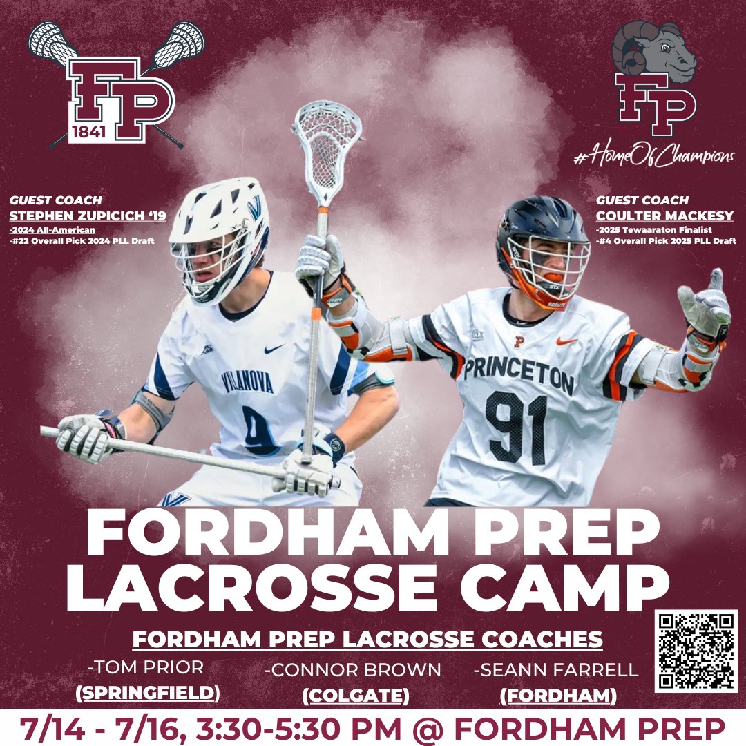 FordhamPrepLacrosse (@fordhampreplax) on Twitter photo (1/2) Join us for our <a href="/fordhampreplax/">FordhamPrepLacrosse</a> Summer Camp, open to all middle school students and rising freshman.
Dates: July 14th - July 16th
Time: 3:30 PM - 5:30 PM
Cost: $175
Location: Fordham Preparatory School
Train with @fordhamprep and Guest coaches, improve your skills and (1/2) Join us for our <a href="/fordhampreplax/">FordhamPrepLacrosse</a> Summer Camp, open to all middle school students and rising freshman.
Dates: July 14th - July 16th
Time: 3:30 PM - 5:30 PM
Cost: $175
Location: Fordham Preparatory School
Train with @fordhamprep and Guest coaches, improve your skills and