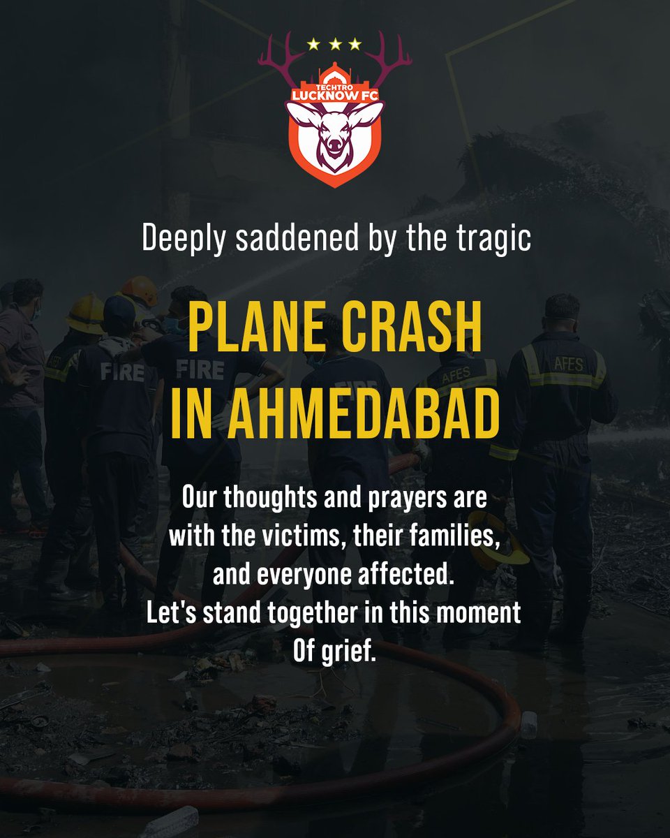 techtrolucknow's tweet image. Deeply saddened by the tragic plane crash in Ahmedabad today.
Our thoughts and prayers are with all those affected by this heartbreaking and unexpected tragedy.
May strength and peace find the families who are suffering through this difficult time. 🕊️
#indians #prayers