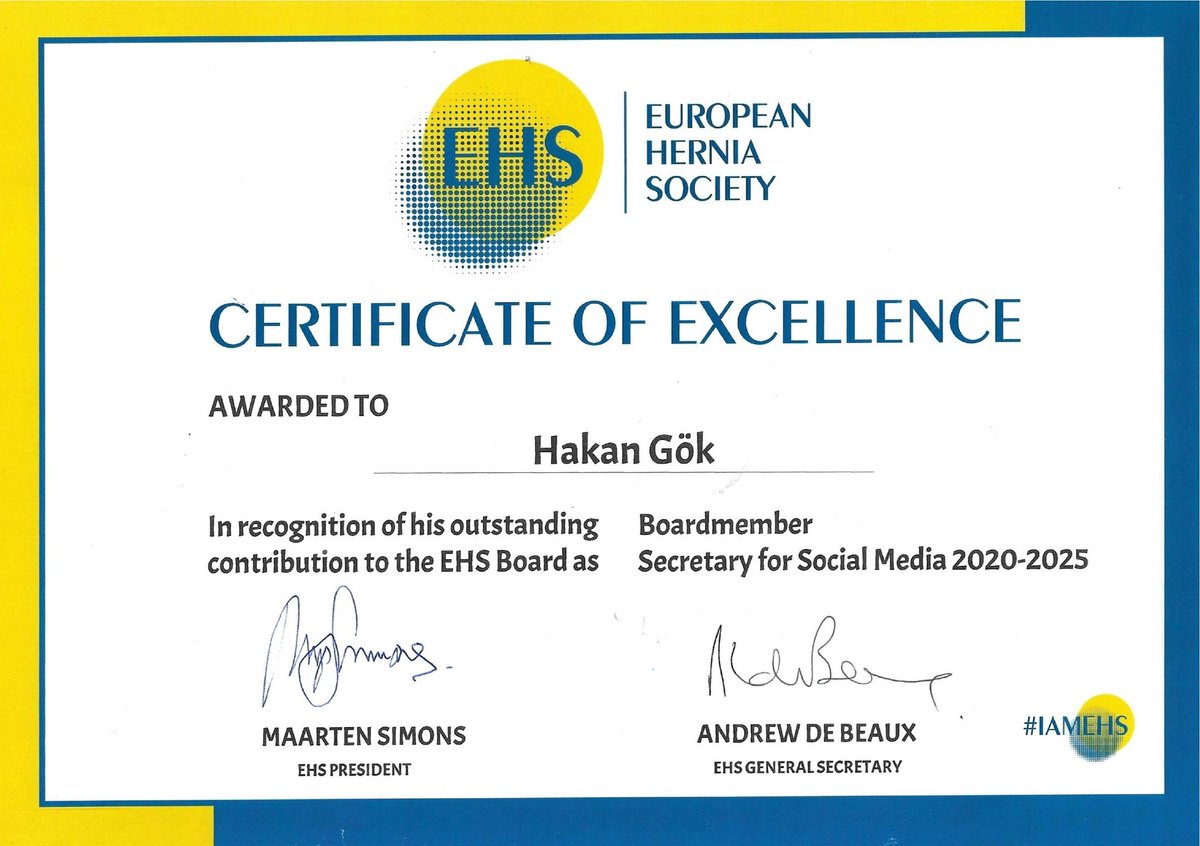 ✨ It's a great honor and pleasure to serve #HerniaFriends as a Board member of the EHS.

#IamEHS #WeareEHS #HerniaSurgery #AWSurgery #HerniaFamily